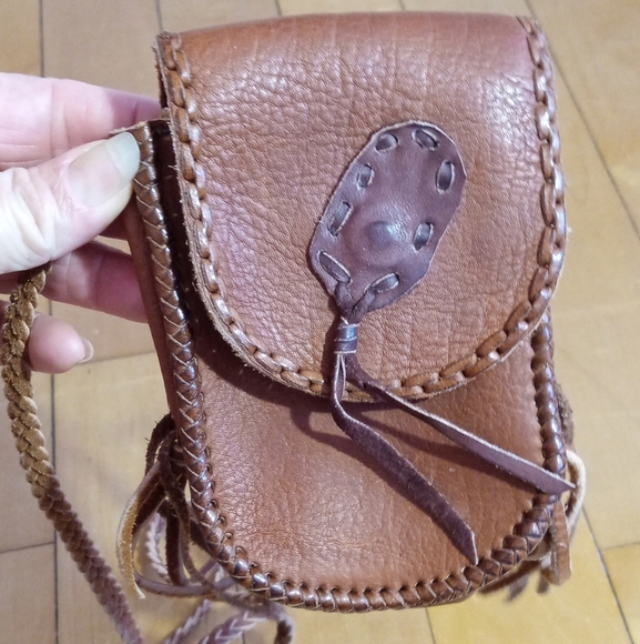 Vintage Handmade Boho Hippie Leather crossbody purse set - Picture 15 of 16